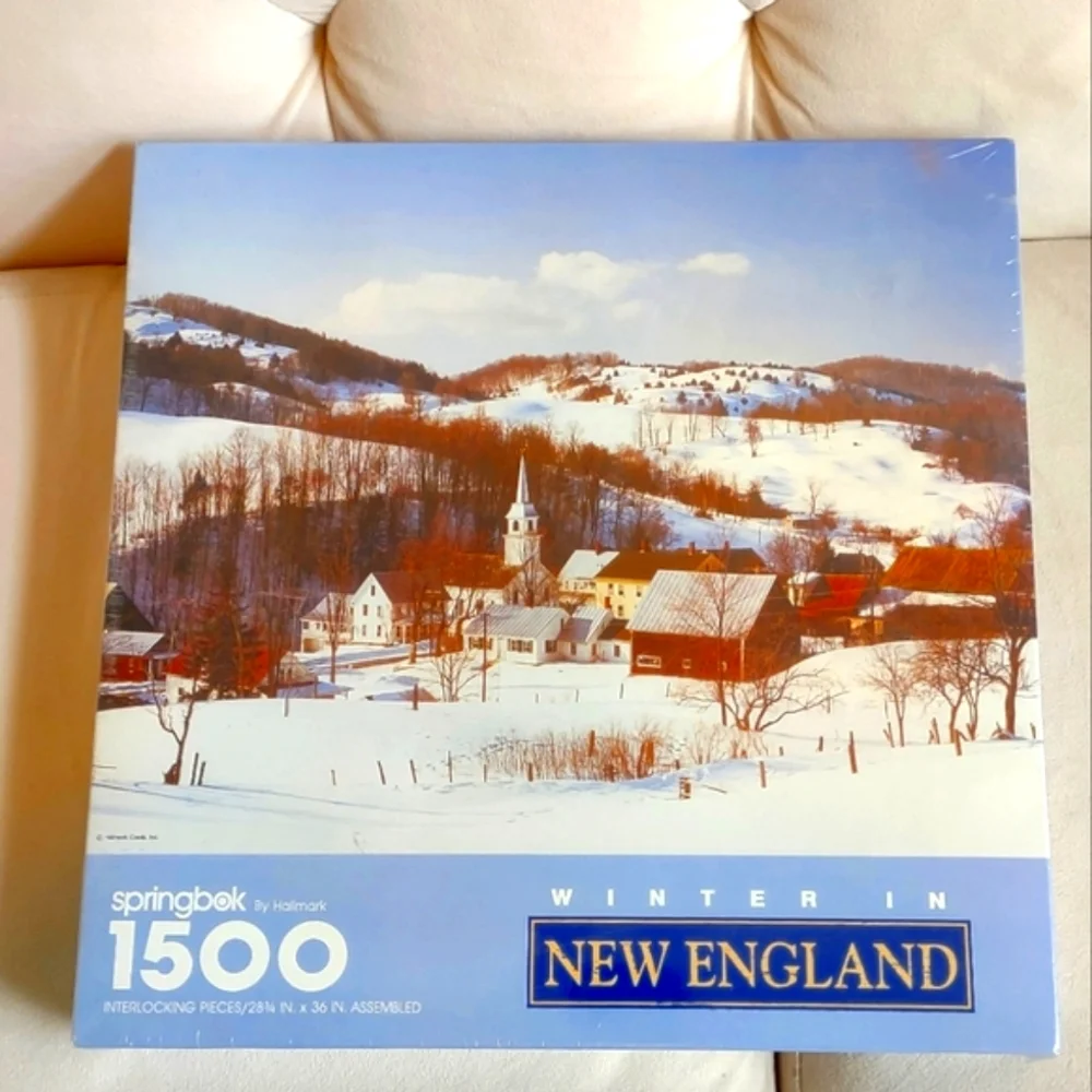 Vintage Springbok 1500 Piece Puzzle Winter In New England Hallmark Sealed